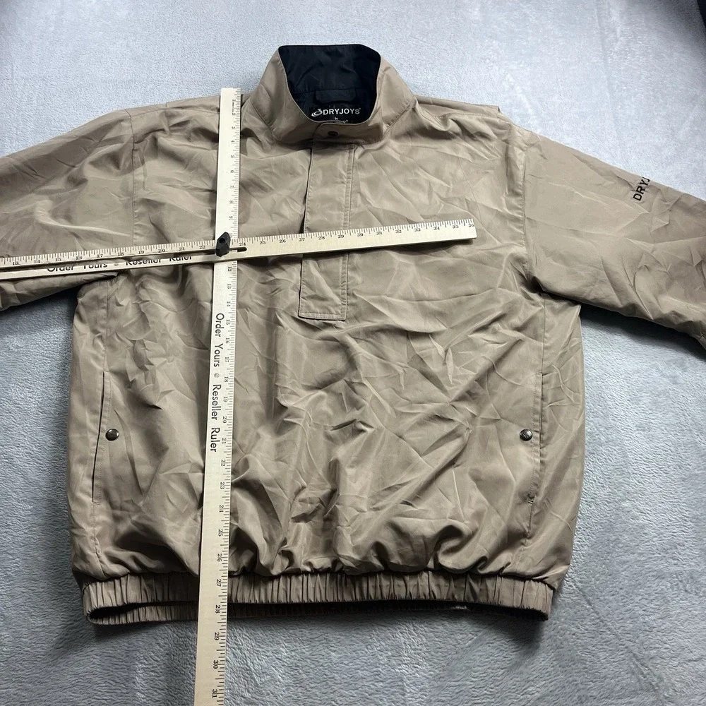 Footjoy Dryjoys Jacket Mens L Brown‎ Golf Windbreaker Caped Zip Snap Front VTG